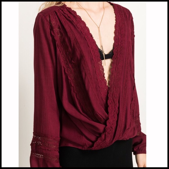 Cross-Over Blouse in Wine - Picture 6 of 6